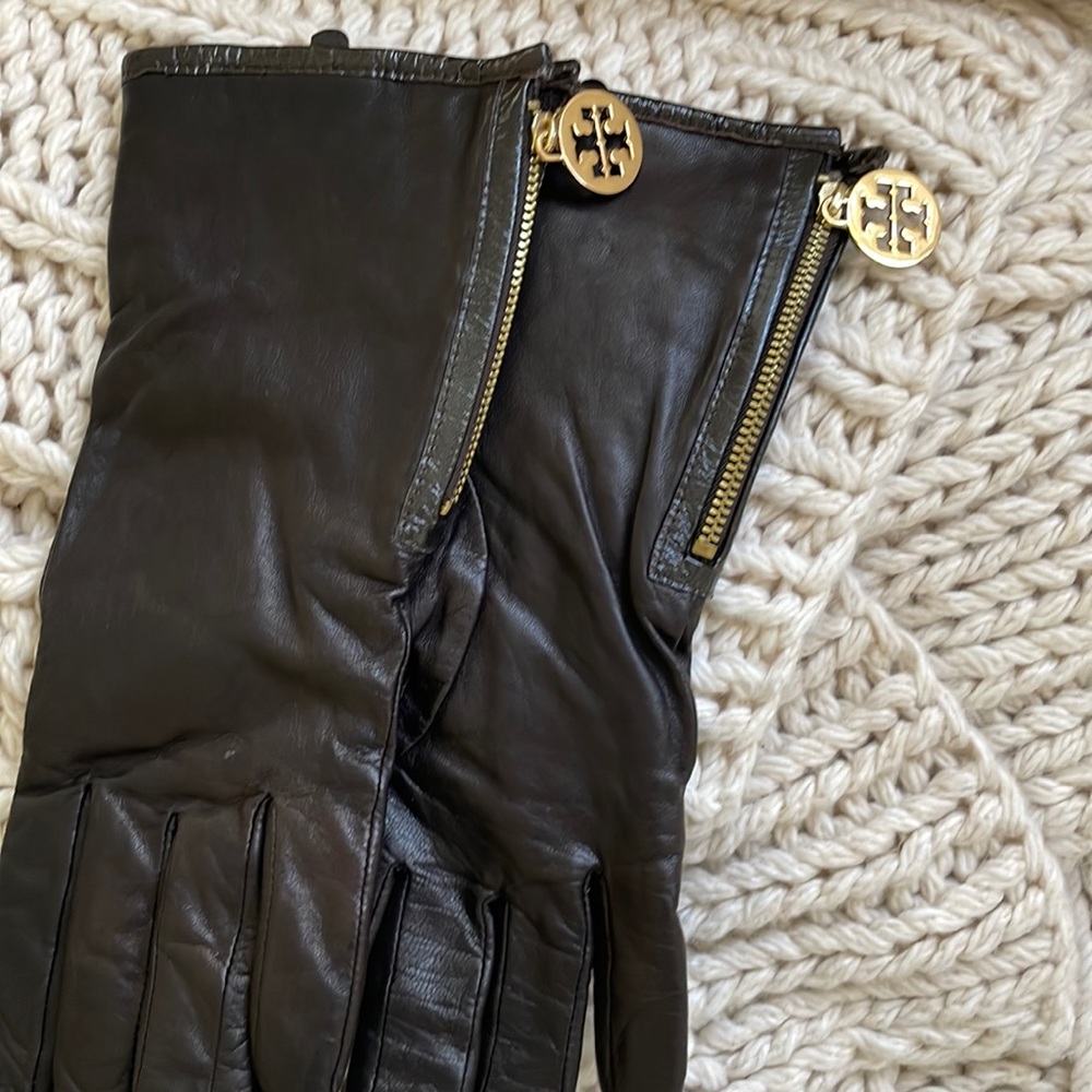 💕NWOT Tory Burch genuine chocolate brown leather gloves